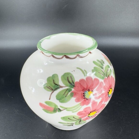 Vintage German Pottery Vase Vessel Flower Pot Planter Ceramic Flower Pattern VTG - Picture 8 of 12